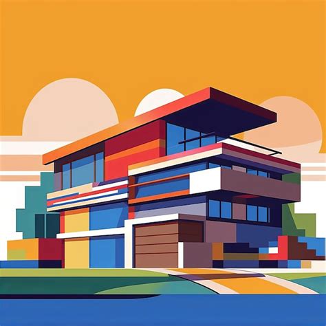 Fondo Minimalista De Arquitectura Suburbana Simple Vector Premium