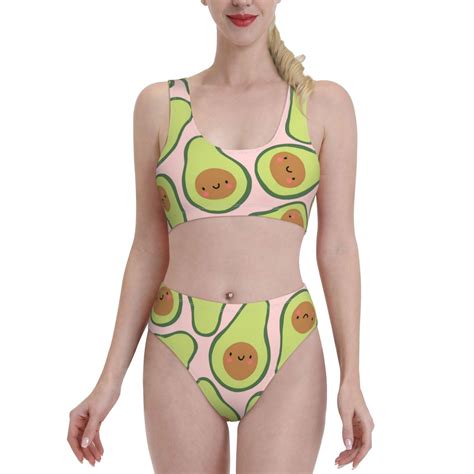 Lukts Women High Waisted Bikini Set Cute Avocado Swimsuit 2 Piece