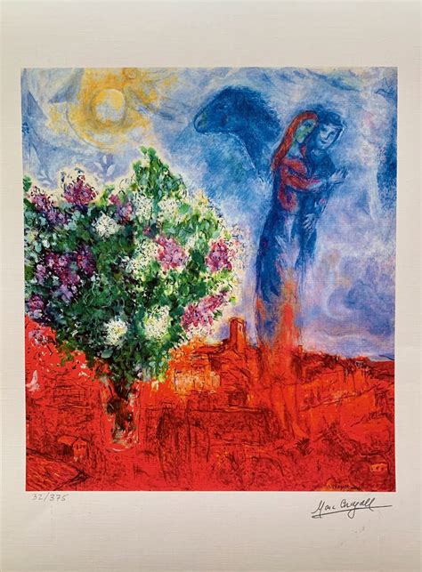 Marc Chagall Couple Above St Paul Facsimile Signed Limited Edition