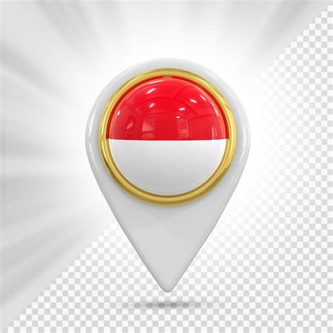 Bandeira da indonésia pin mapa 3d PSD Premium