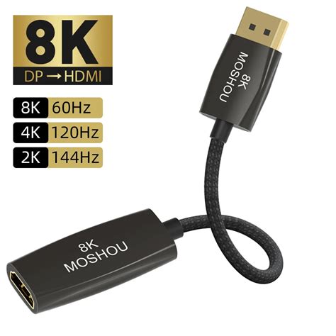 Displayport 14 To Hdmi Compatible 21 Cable Adapter 8k60hz 4k120hz