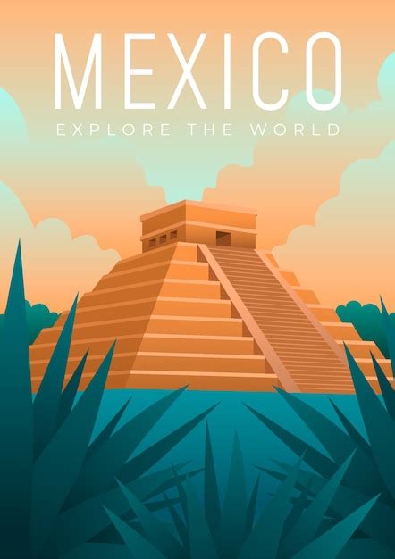 Free Vector Mexico Travelling Poster Design Illustrated