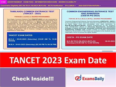 Tancet Hall Ticket 2023 For Mba And Mca Download Anna University