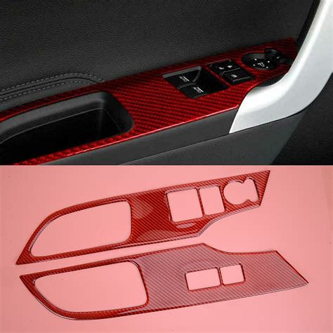 1 Pair Interior Door Window Lift Switch Panel Trim Cover Sticker Carbon Fiber Fit For Honda