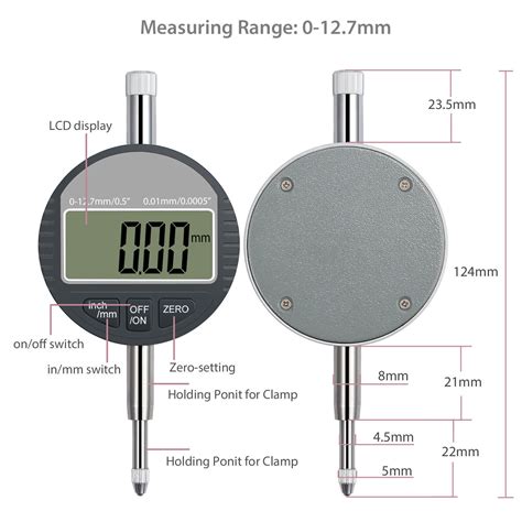 Digital Messuhr 0 12 7mm 0 01mm Messgerät Messtaster Messbereich