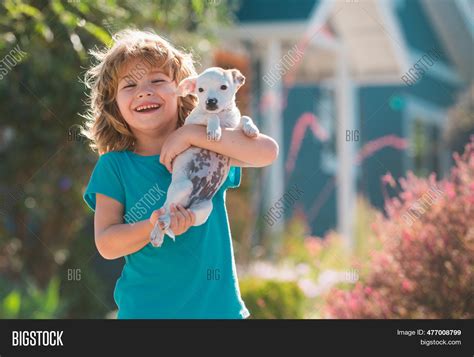 Child Walk Dog Outdoor Image & Photo (Free Trial) | Bigstock