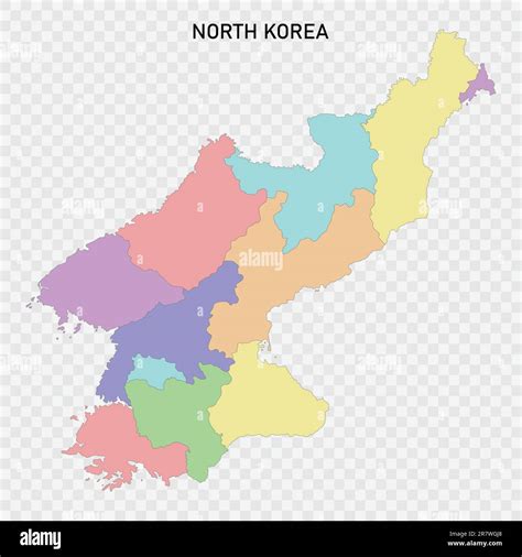 Isolated Colored Map Of North Korea With Borders Of The Regions Stock