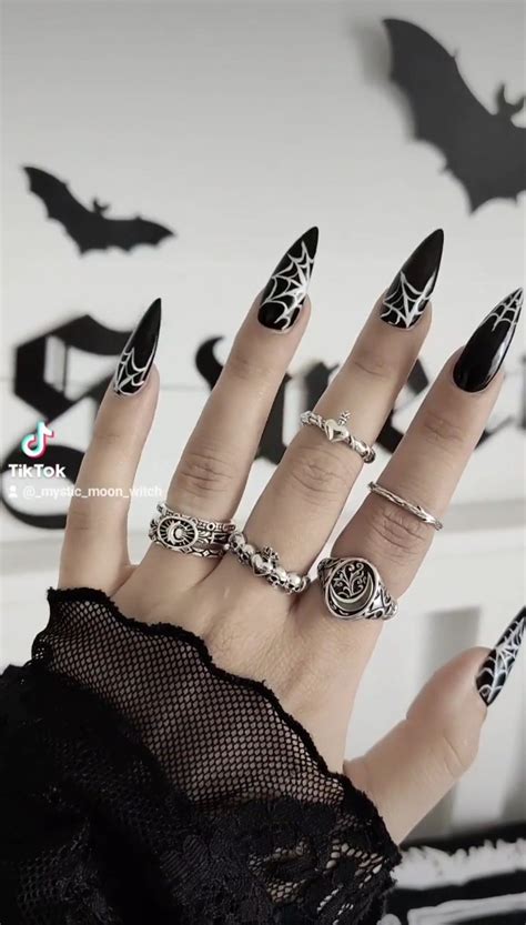 Gothic Halloween Nails Witchy Nails Witch Nails Goth Nails