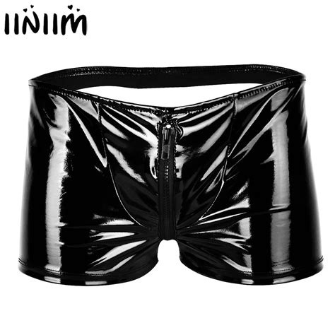 Lingerie pour hommes culotte Gay brillante métallique à fermeture