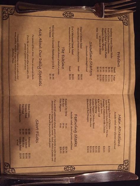 Menu At Majestic Theater Restaurant Scott City