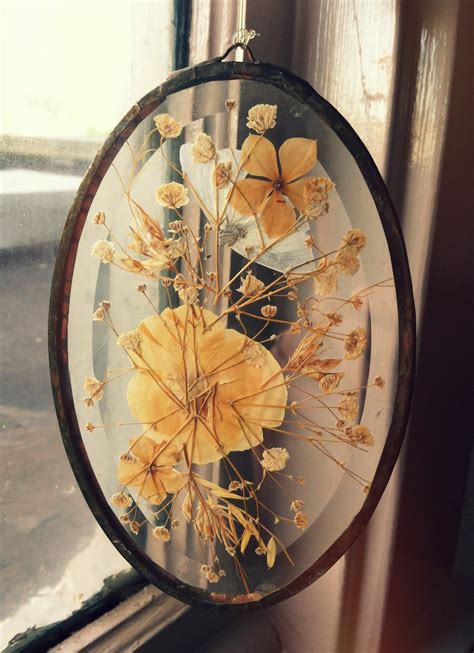 Vintage Pressed Flowers Glass Window Decor by vintagelamodern