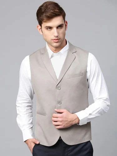 Men Grey Notched Lapel Solid Slim Fit Waistcoat At Rs Piece In New