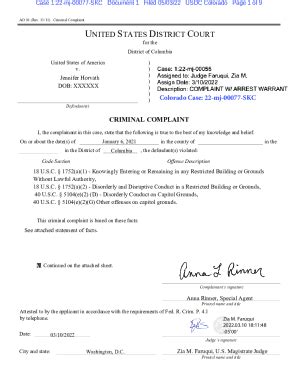 Fillable Online Affidavit In Support Of Criminal Complaint Fax Email