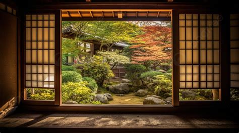 Fondo La Vista Desde La Ventana De Una Casa Japonesa Fondo Ventana De