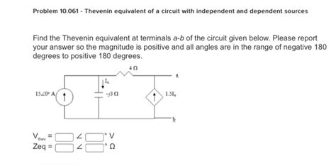 Solved Problem 10.061 - Thevenin equivalent of a circuit | Chegg.com