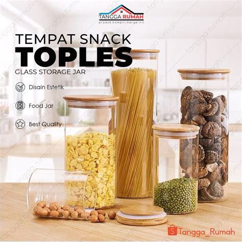 Jual Toples Kaca Wadah Penyimpanan Makanan Snack Bumbu Dapur