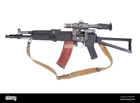 modern assault rifle ak105 with optical sight on white Stock Photo - Alamy