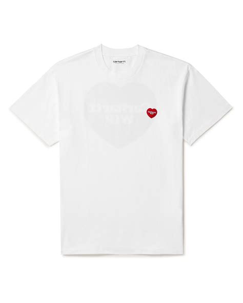 Carhartt Wip Double Heart Logo Appliquéd Printed Cotton Jersey T Shirt