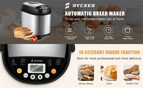 Sycees Automatic Digital Bread Machine 2lb Bread Maker 19