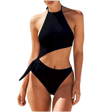 Quyuon Women S High Waisted Bikini Sets Two Piece Halter Swinsuit