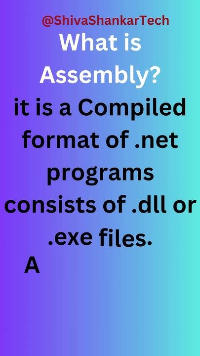 What Is Assembly In C Sharp Dotnet Csharp Shivashankartech Youtube