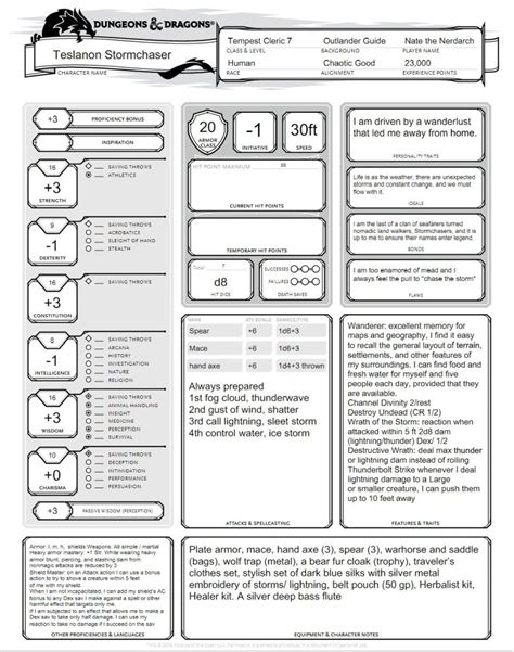 Dungeons And Dragons 5th Edition Character Build Human Tempest Cleric