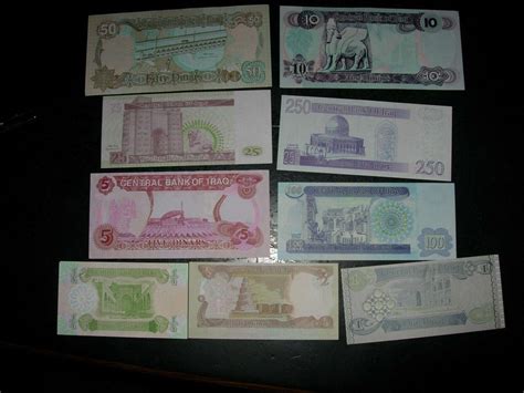SADDAM HUSSEIN IRAQ/IRAQI DINAR PAPER MONEY BANKNOTE LOT (9 MINT Notes ...