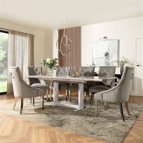 Tokyo Extending Dining Table Imperial Chairs Grey Marble Effect