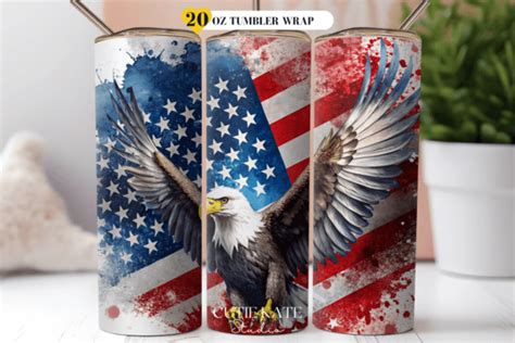 Patriotic Flag Eagle Tumbler Designs Graphics