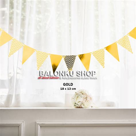 Jual Bunting Flag Segitiga Zigzag Gold Banner Segitiga Zigzag Gold