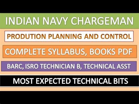 INDIAN NAVY CHARGEMAN PPC SYLLABUS PPC MCQ BITS PRODUCTION PLANNING