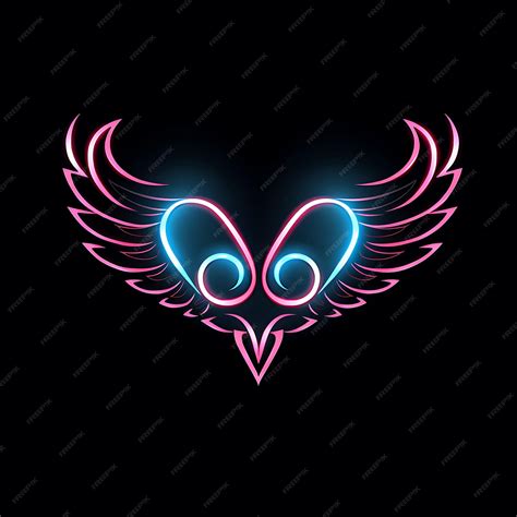 Premium Photo | Neon Design of Heart Logo With Wings and Halos Romantic ...