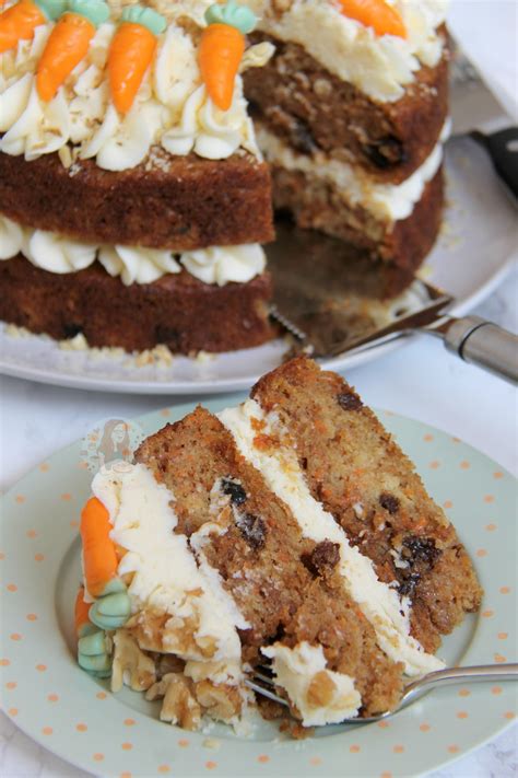 Delicious Moist Carrot Cake Decorated With A Lovely Light Vanilla