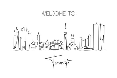 un disegno a linea continua dello skyline della città di toronto