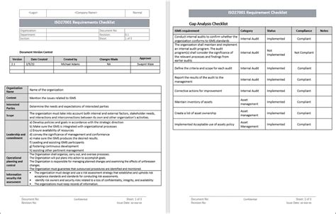 Iso 27001 Requirements Checklist Template Iso Templates And Documents Download