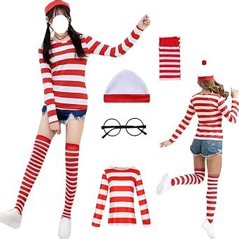 Amazon Waldo Cosplay Costume Shirt Red Where S Wally Cosplay