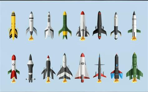 Premium AI Image | Flat cruise missile collection Set of combat weapons ...