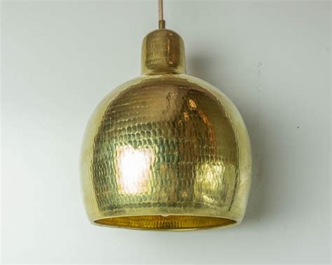 Hammered Brass Pendant Light Polished Brass Lampshade Etsy