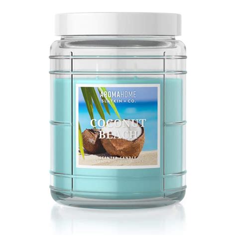 AROMAHOME BY SLATKIN CO 16 Oz Coconut Beach Scented Candle Jar 101