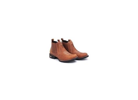 Botina Masculina Bota Cano Curto Couro Country Bico Redondo O