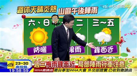 20160506中天新聞 【氣象】全台天氣晴中午熱 戶外活動多喝水 Youtube