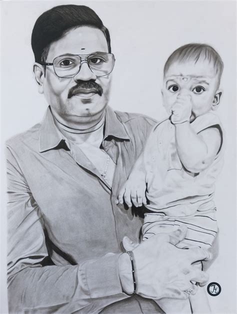 Dad and Son Portrait Drawing - Drawing Skill