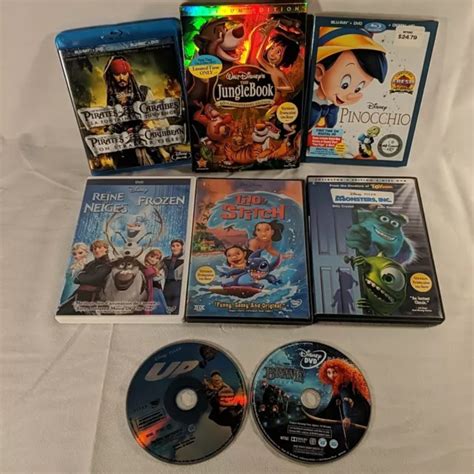 Disney Pixar Dvds Lot Dvd Bundle Blu Ray Up Brave Monsters Inc Lilo