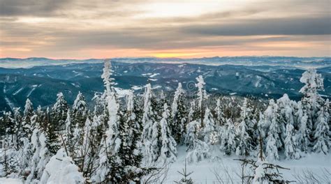 Sunrise in snowy mountains stock photo. Image of frozen - 114025256