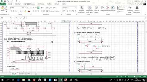 Plantilla Excel Diseño De Puente Tipo Viga Losa 23m Youtube