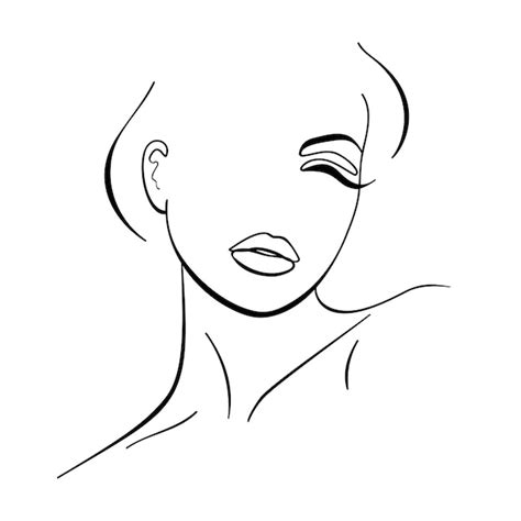 Contour De Mode à La Mode Dessin Portrait Lineart D une Belle Fille