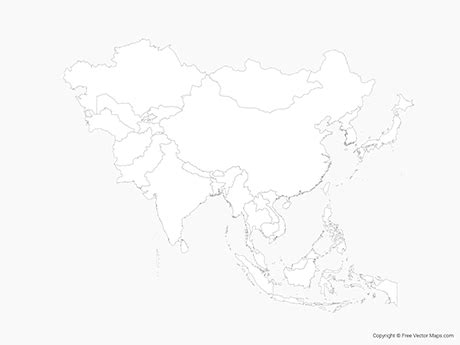 Asia Continent Outline Map - Map Of Asia