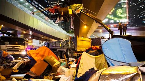 Hong Kong Police Clear Democracy Protest Camp World News Sky News