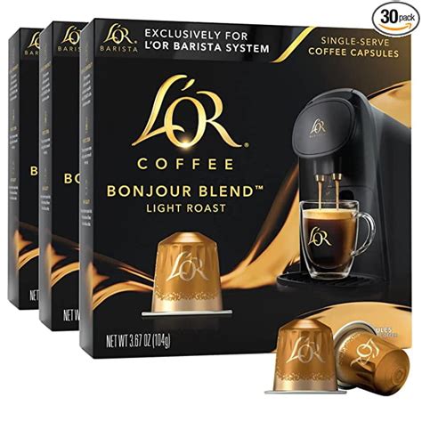 L'OR Coffee Pods, 30 Capsules Bonjour Blend, Single Cup Aluminum Coffee Capsules Compatible with ...