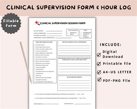 Clinical Supervision Form And Hour Log Clinical Licensure Hours Session